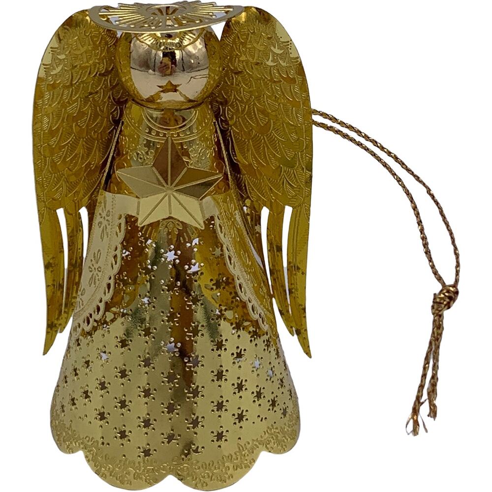 Brass Filigree 3D ANGEL Christmas Tree Ornament Decor 3”